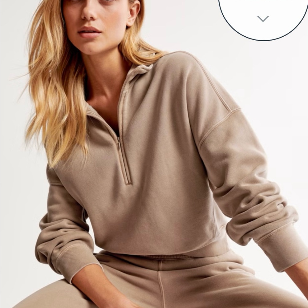 Abercrombie & Fitch Taupe Half-Zip Pullover